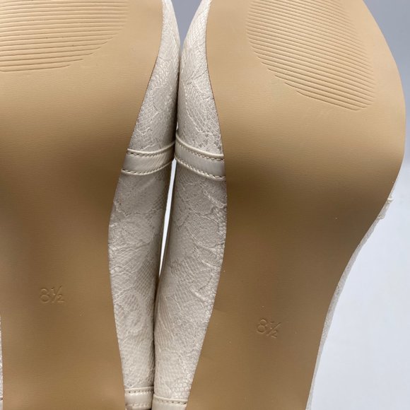 FSJ White Peep Toe Stilettos Heels Lace Wedding - Picture 8 of 9